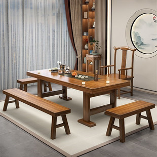 工厂直销实木大板茶桌椅组合办公室功夫喝泡茶台茶几茶具套装 一体
