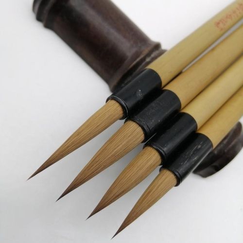 掖县莱州泰山牌莱州之花纯元尾大中小楷狼毫毛笔湘竹含烟湘妃印月