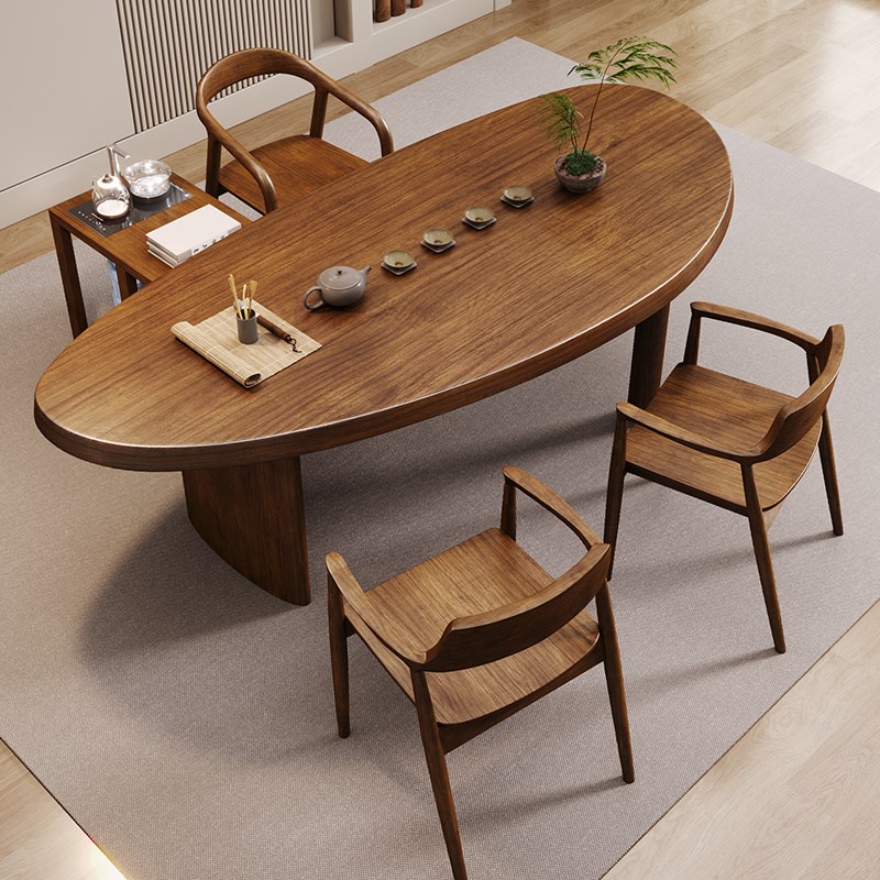 茶台家用实木阳台小户型客厅茶桌椅弧形功夫喝茶泡茶桌装