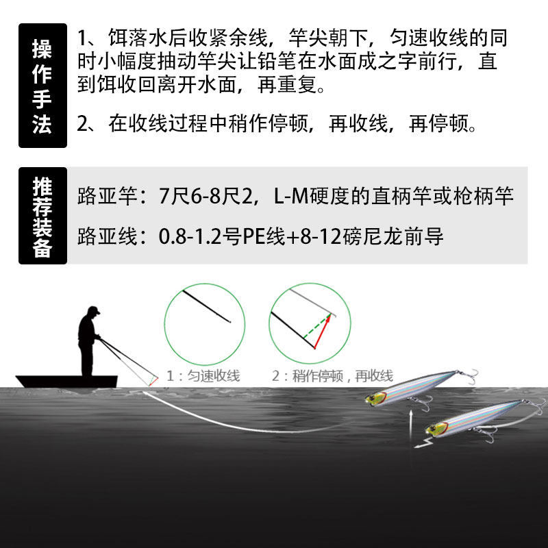 美夏EWE飞杀浮水铅笔路亚饵 之字狗水面系远投翘嘴鲈鱼鱤鱼假饵