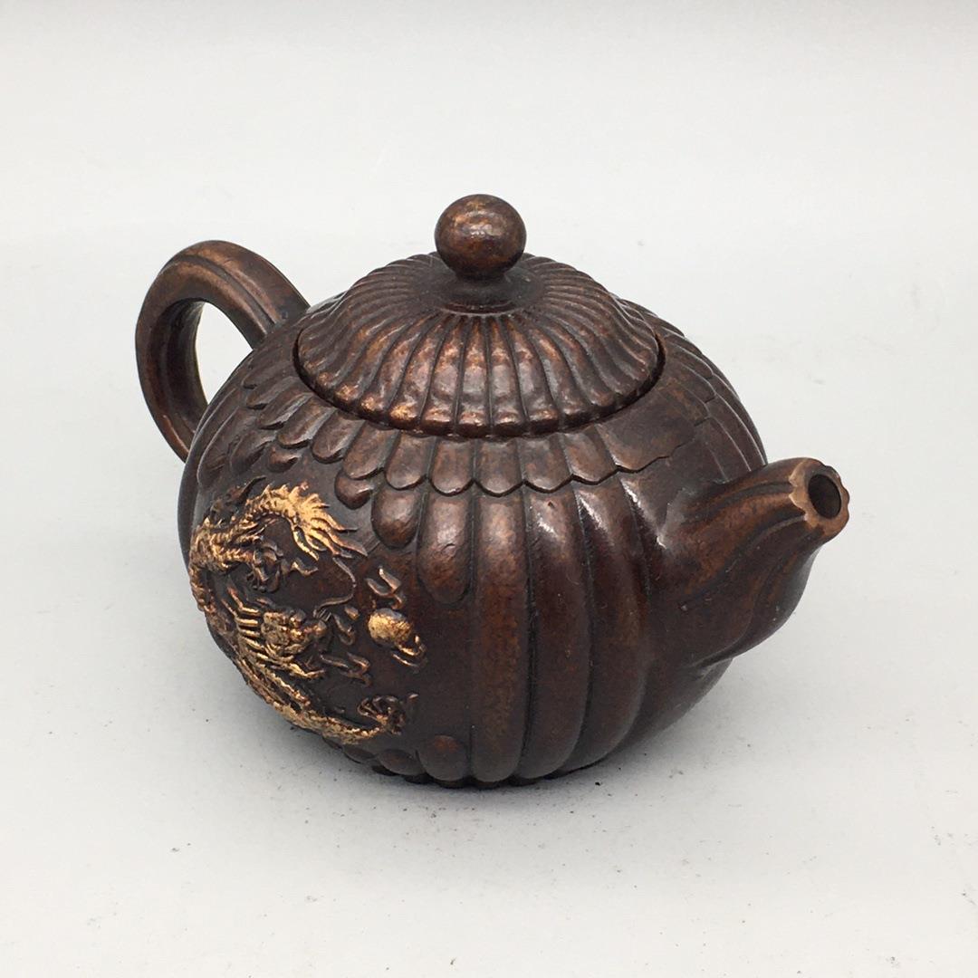 铜龙壶仿古铜祥酒壶云龙纹小装工茶壶酒壶手把壶家居茶道器饰艺摆