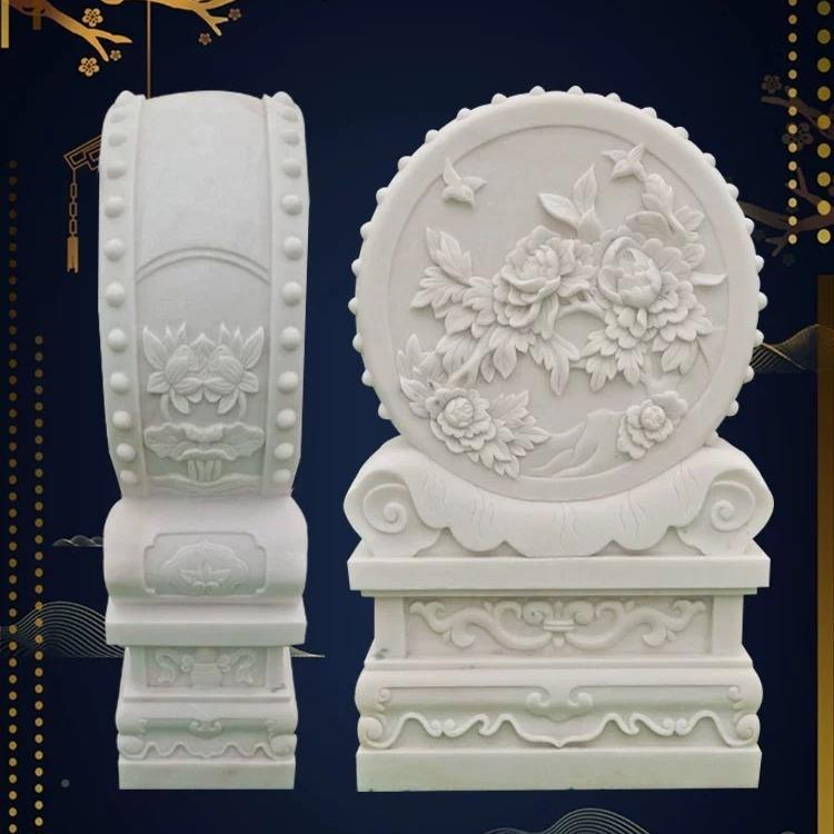 石雕汉象白狮子门抱鼓石玉一对家用中式酒店墩麒麟小1别墅门口摆