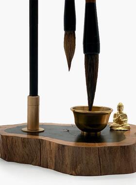 毛笔挂毛笔架笔简约毛的笔架黑檀实dyh64655法木创意挂摆件毛笔架