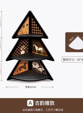 中古风落地架XOX摆装饰卧床室头三角收纳柜墙角书客件厅转角柜置