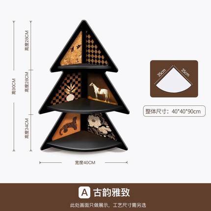 中古风落地架XOX摆装饰卧床室头三角收纳柜墙角书客件厅转角柜置