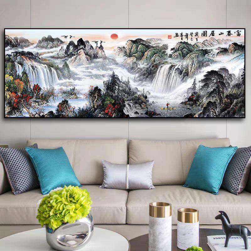 富春山居图十字绣成品不带框手已绣好出工售2纯025新款无品牌/山