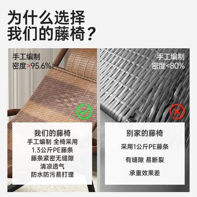 躺藤椅摇椅家用人懒成人摇摇阳台老人大午人椅睡休闲户外庭院无品