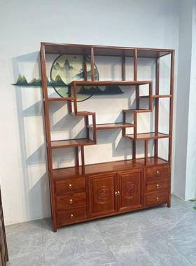 博古架实木全实25790体木厅隔断玄关柜加粗一客茶办公室具架家用