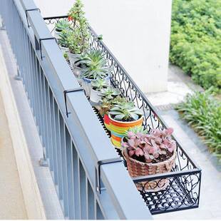 多肉花架欧式铁艺台栏杆花架子防盗HPJ窗栏护壁挂悬架挂式花盆阳
