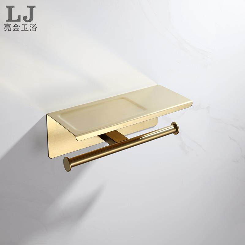 工304不锈钢双纸间巾无品牌/架酒店程浴室卫生卷纸架置物架打孔/免打孔