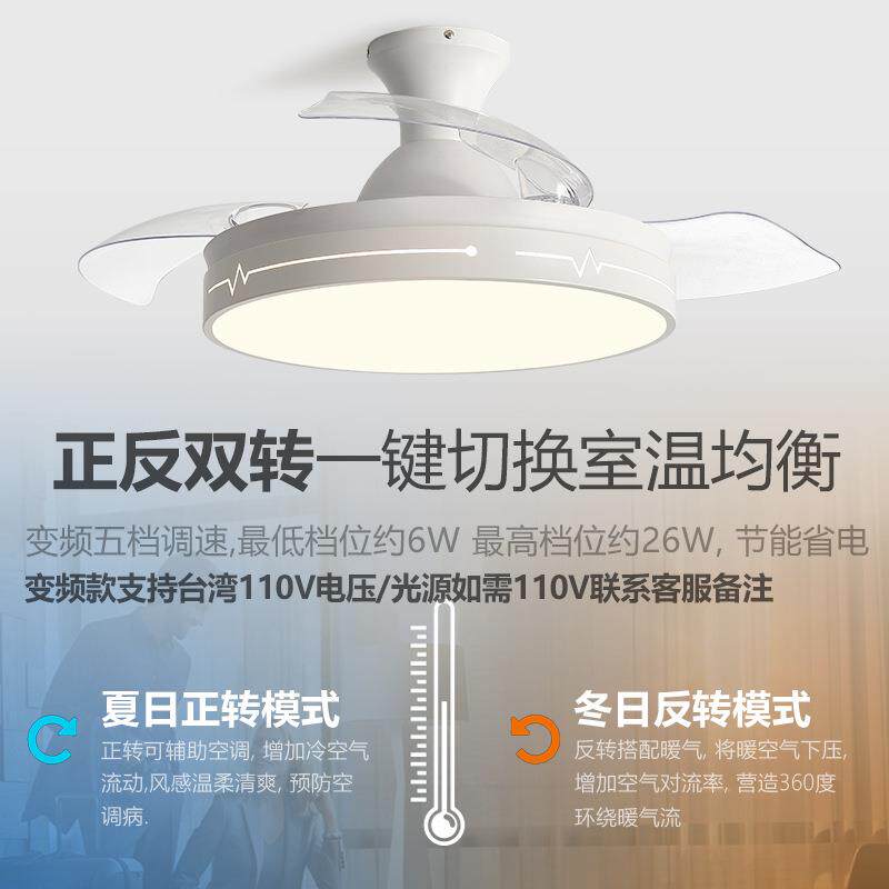 隐形扇灯客厅厅无品牌/吸顶室吊扇灯餐家风用卧现代简约中山灯具