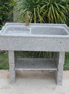 庭院大洗衣池带搓衣板整石一体花岗岩水池台外石头理石户洗衣8799