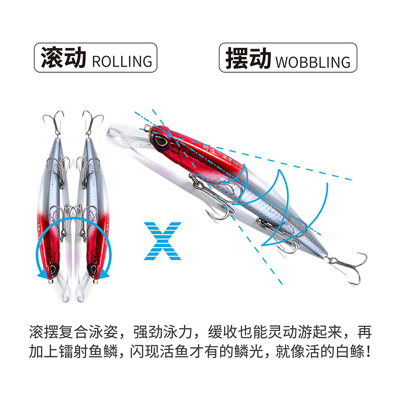 蓝旗鱼邪道路亚饵深湾浅湾浮水米诺远投淡水海水巨物翘嘴鳡鱼海鲈