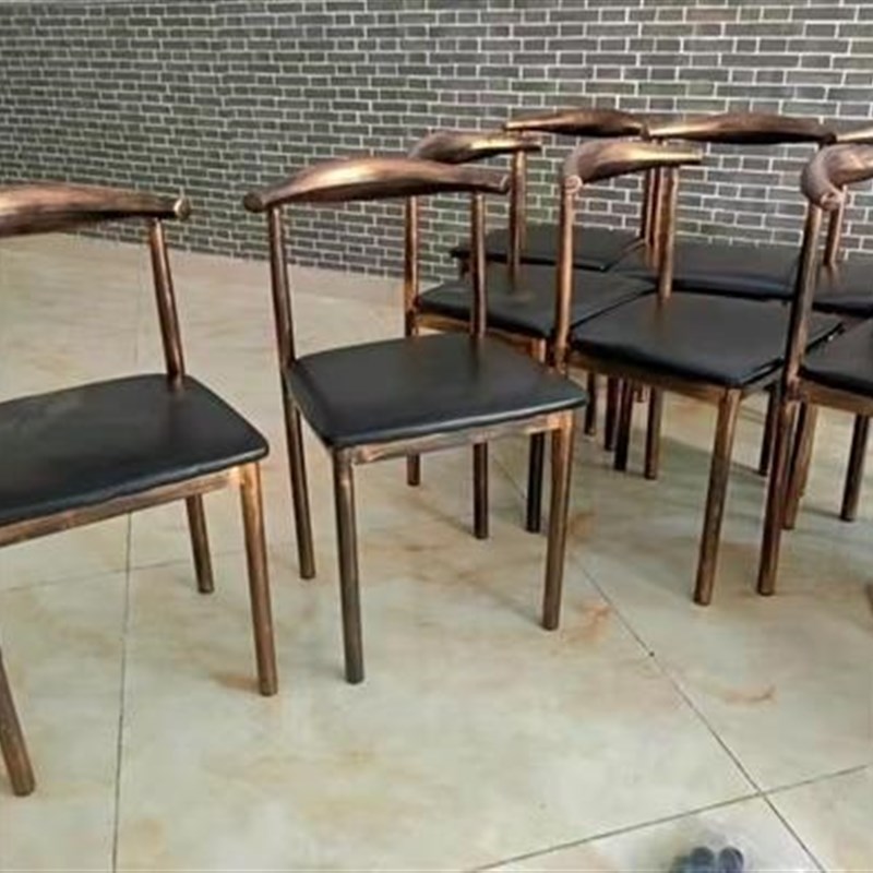 餐桌书桌甜品店电脑靠背椅咖啡店汉堡店铁艺牛角椅客厅餐厅小吃店