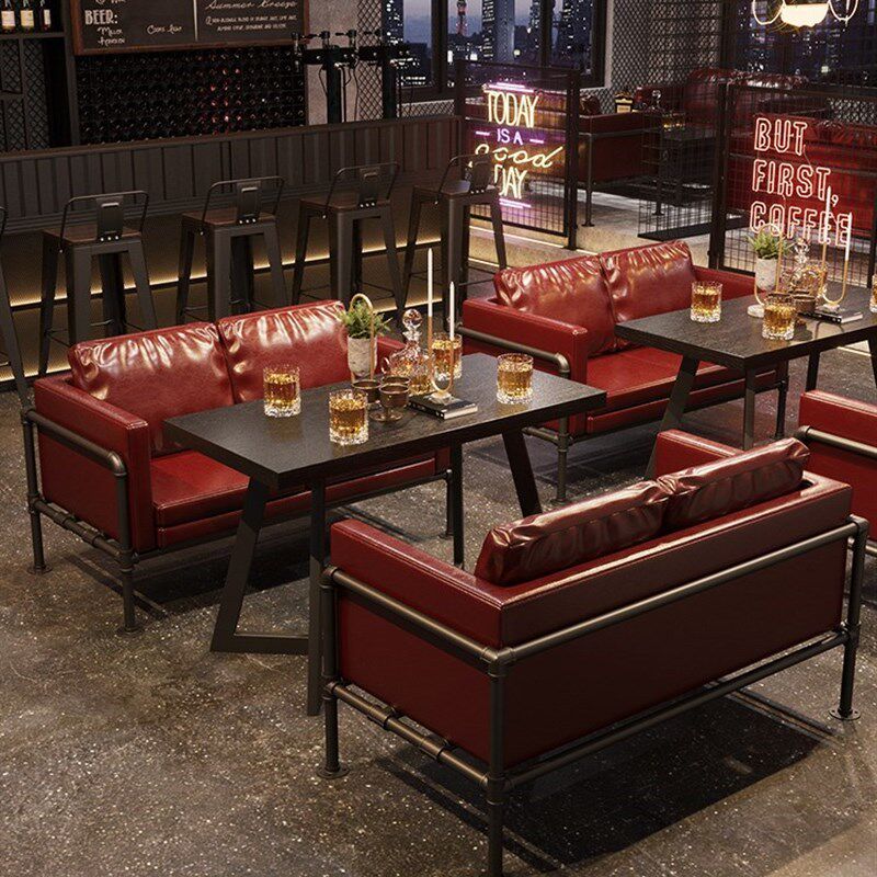 工业风桌椅组合酒吧清吧火锅店西餐厅奶茶店咖啡厅复古卡座沙发