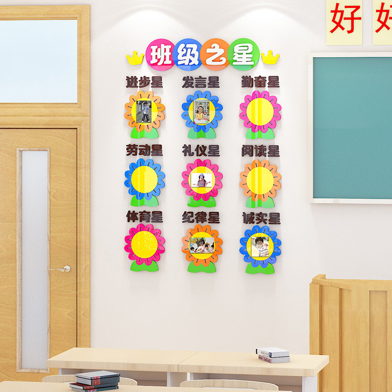 班级之星墙贴学习评比栏文化墙小学生教室布置装饰荣誉展示照片墙