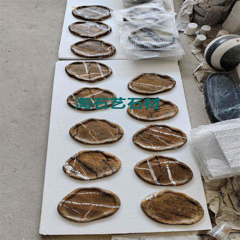 云浮家用天然大理石托盘轻奢厚黑色异形饰品收纳盘酒店洗手台托盘