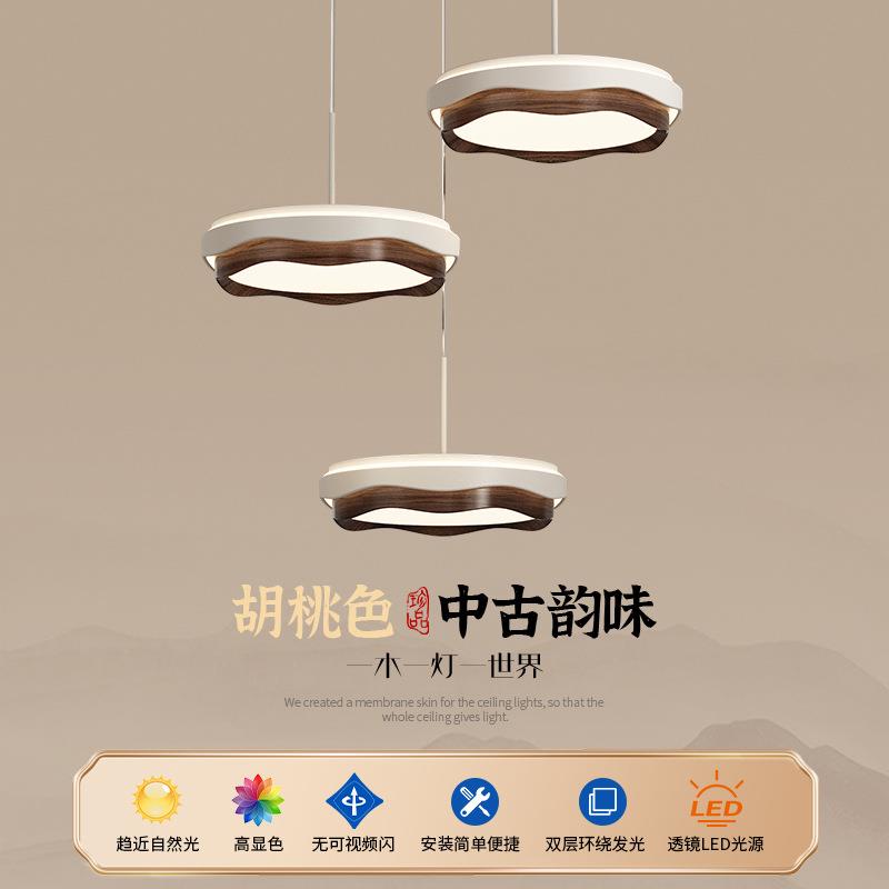 全光谱护眼餐厅灯吊灯现代简约极简3头圆盘厅灯广东中山灯具