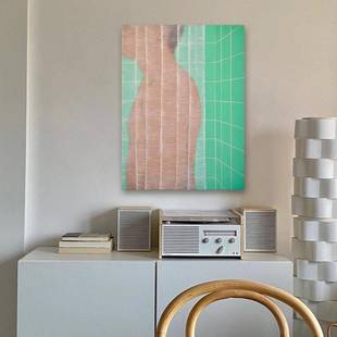 现代极简中古风Henni Alftan绿色装饰画几何抽象人像艺术画挂画