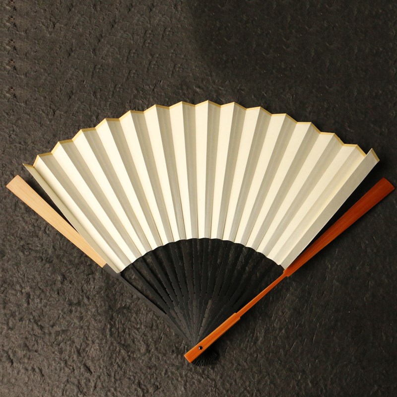 浙派名家孙张虎本工翻轮琴方老玉竹乌木芯95寸文人折扇收藏把件竹