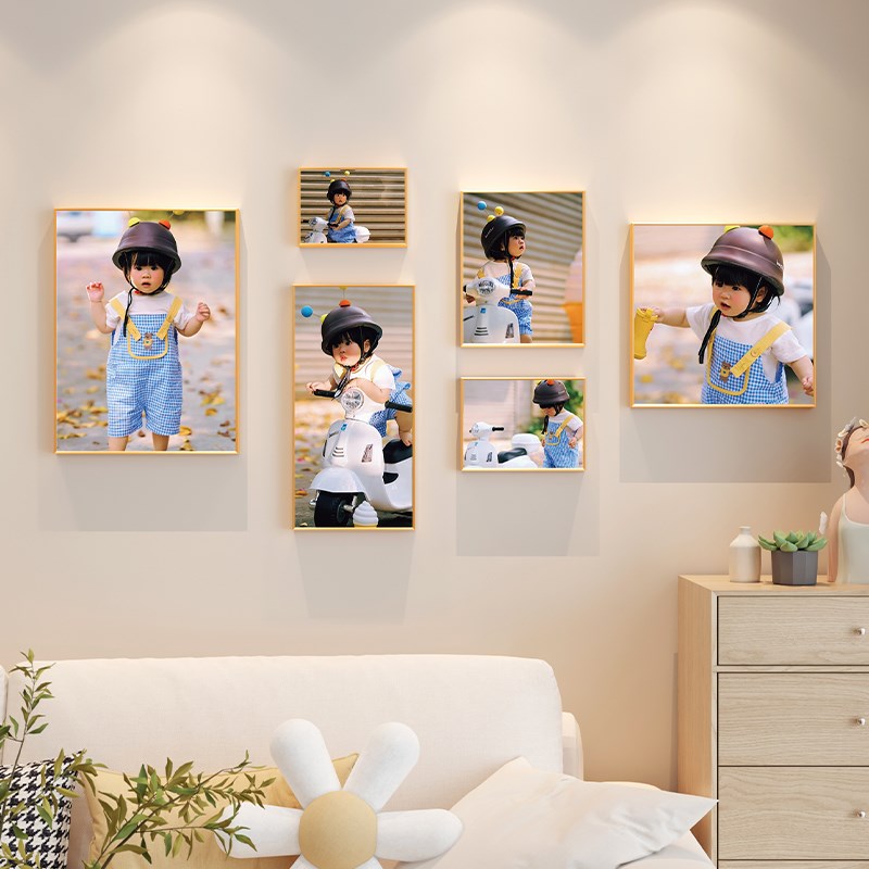 照片墙相框定制挂墙免打孔钉洗宝宝相片做成创意展示墙高级感