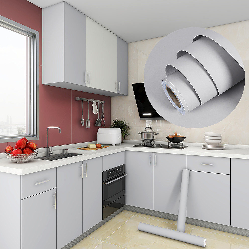 肤感橱柜贴纸家具厨翻新老式柜子门专用灰色高端改色防油特厚贴膜