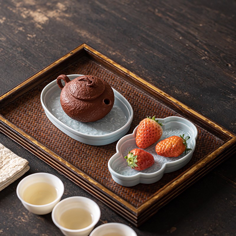 清山胡同家用精致陶瓷茶点盘小号零食盘中式复古茶桌点心盘糕点盘