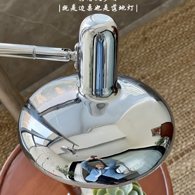 稍安物造 实木中复古边几落地灯床头置物桌艺术家用客厅卧室装饰