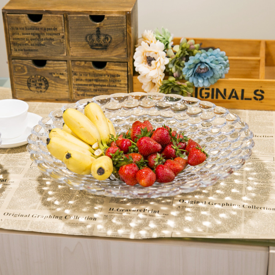 欧式装饰器皿 创意水晶果盘 透明水晶玻璃果盘果斗