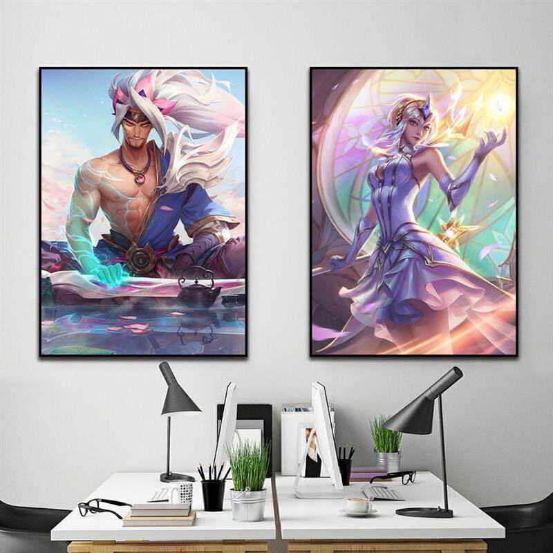英雄联盟挂画游戏人物皮肤海报装饰画网吧网卡宿舍电竞酒店卧室画