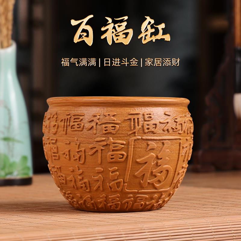 天然玉石百福聚财米缸招财聚宝盆摆件办公室礼品玄关工艺品装饰缸