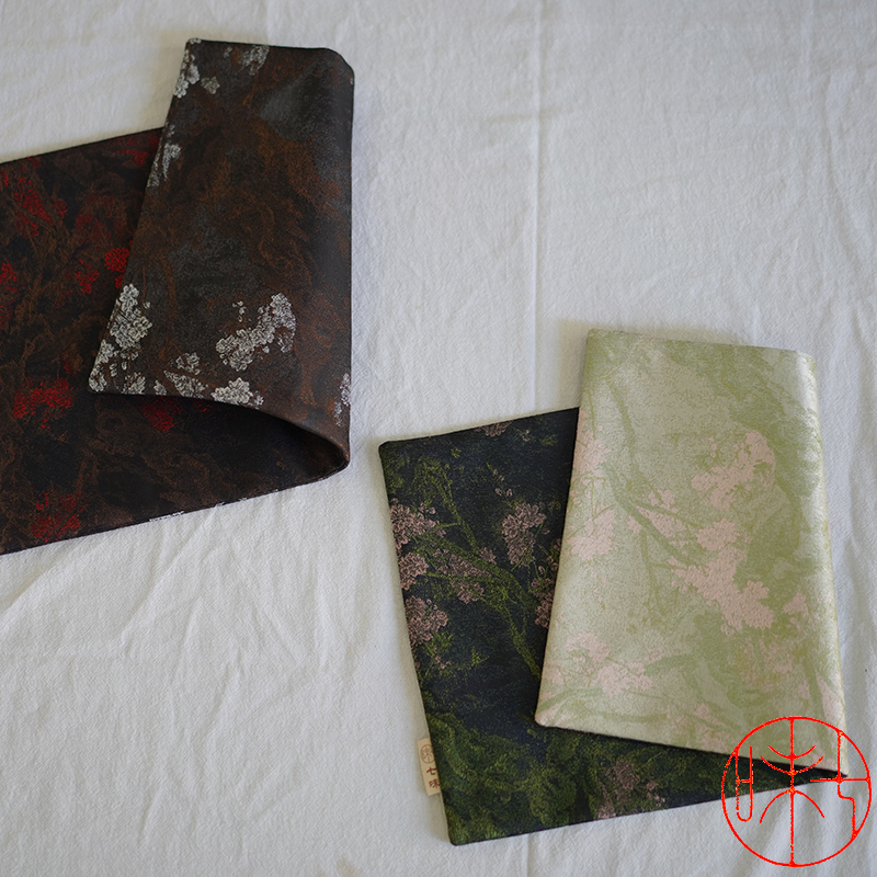 七味自制茶席 质感很好的织锦席垫锦缎面中式纹饰提花桌旗布艺