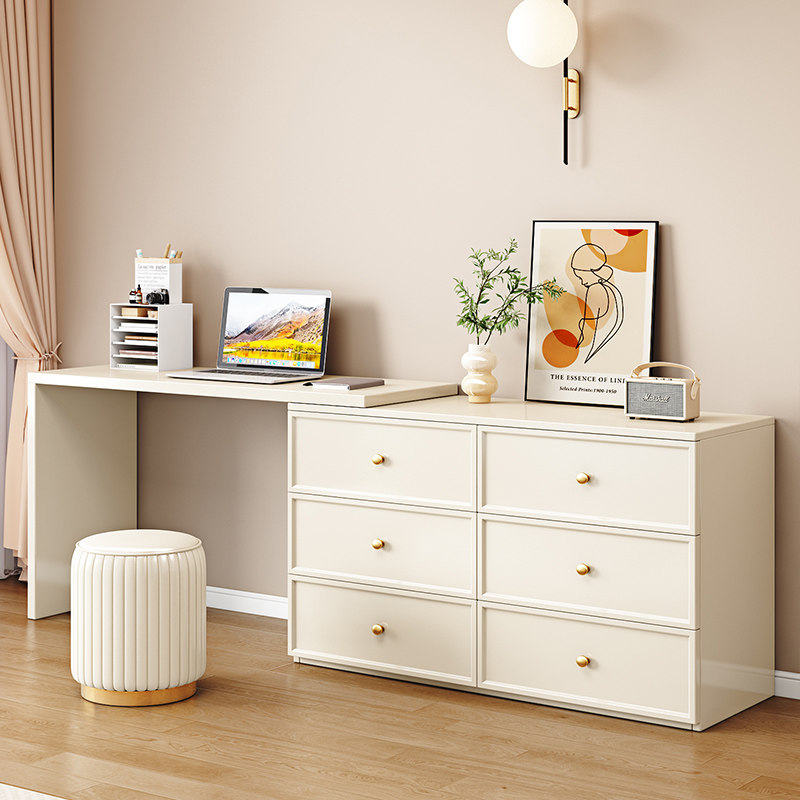 双人书桌现代简约学生家用学习桌子法式转角电脑桌斗柜一体办公桌