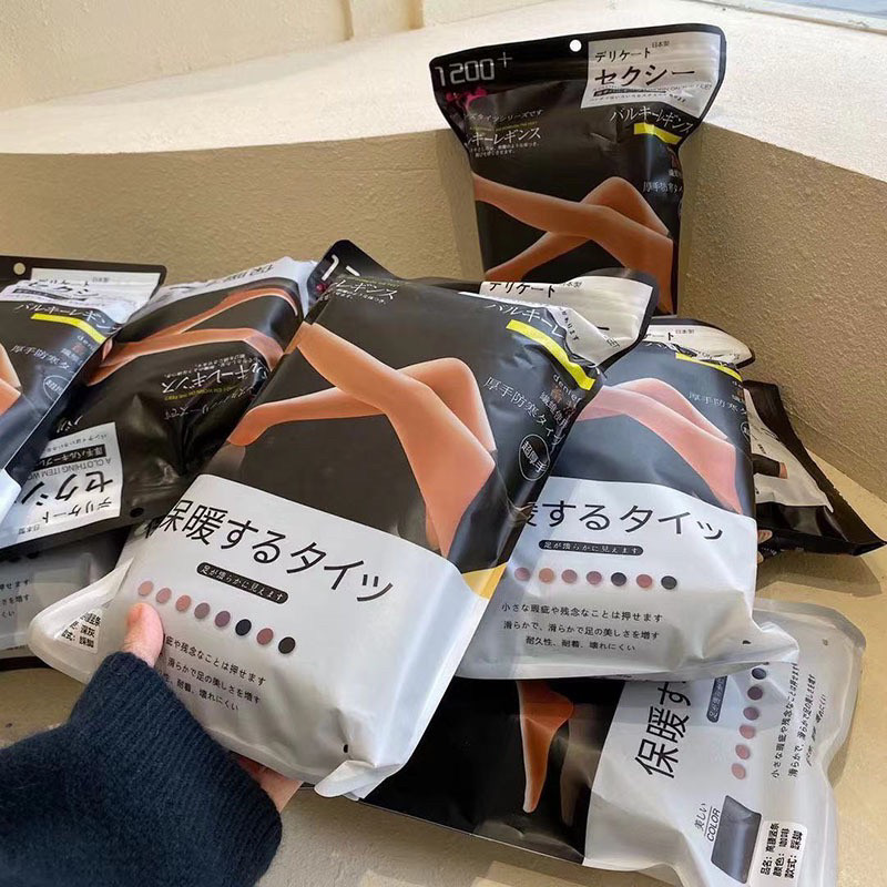 出口原单!羊脂袜高腰收腹保暖螺纹显瘦竖条纹秋冬加绒加厚内搭裤