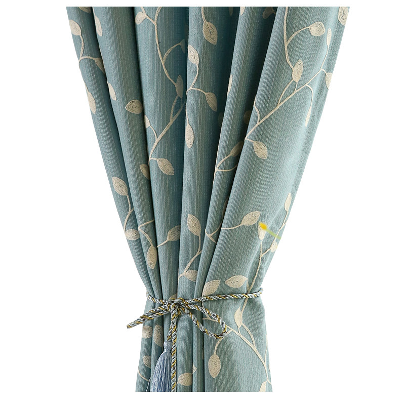 韩式田园风小清新儿童房绣花窗帘成品客厅卧室落地飘窗仿亚棉麻纱 - 天河鞋履馆出品