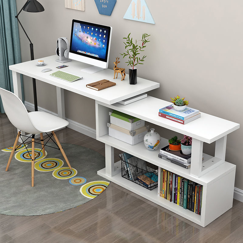 书桌带书柜一体桌L型转角台式电脑桌简约家用学生拐角卧室写字桌