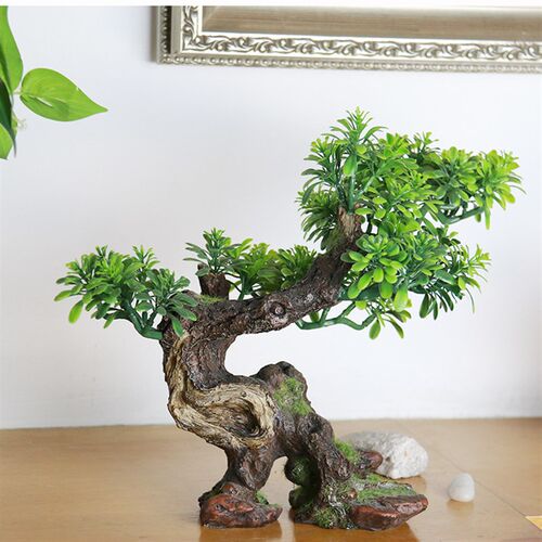 中式仿真假树梅花崖柏红枫园艺花卉盆景装饰景观树客厅家居假绿植