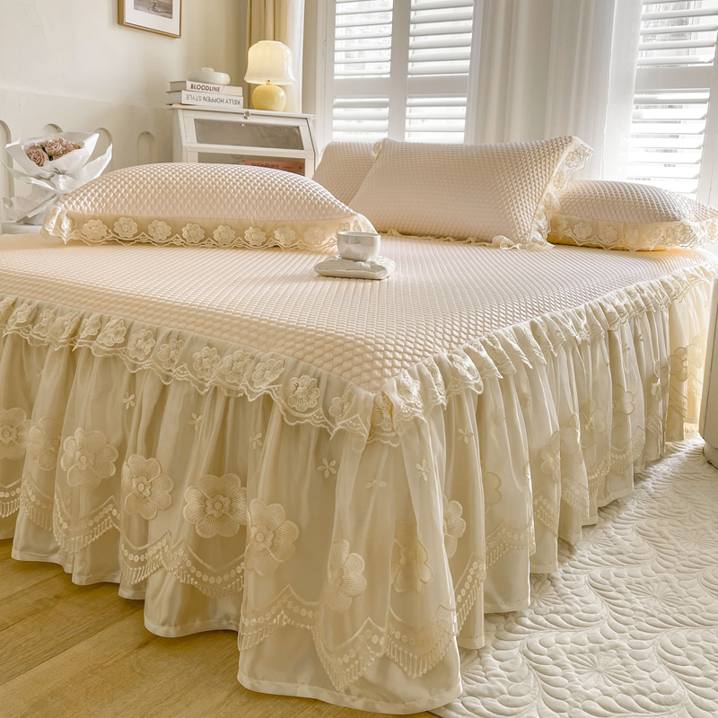 夏季凉感冰豆豆凉席床裙款三件套1.5米1.8x2.0床罩冰丝空调软席子