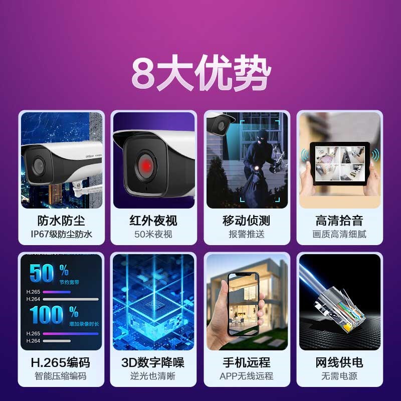 大华0万POE摄像头室外红外录音防水监控DH-IPC-HFW0M--I1