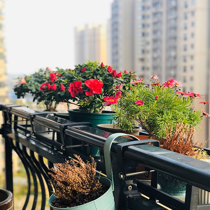 不锈钢黑色烤漆室外阳台护栏花架挂式悬挂栏杆挂钩花架墙壁置物垫