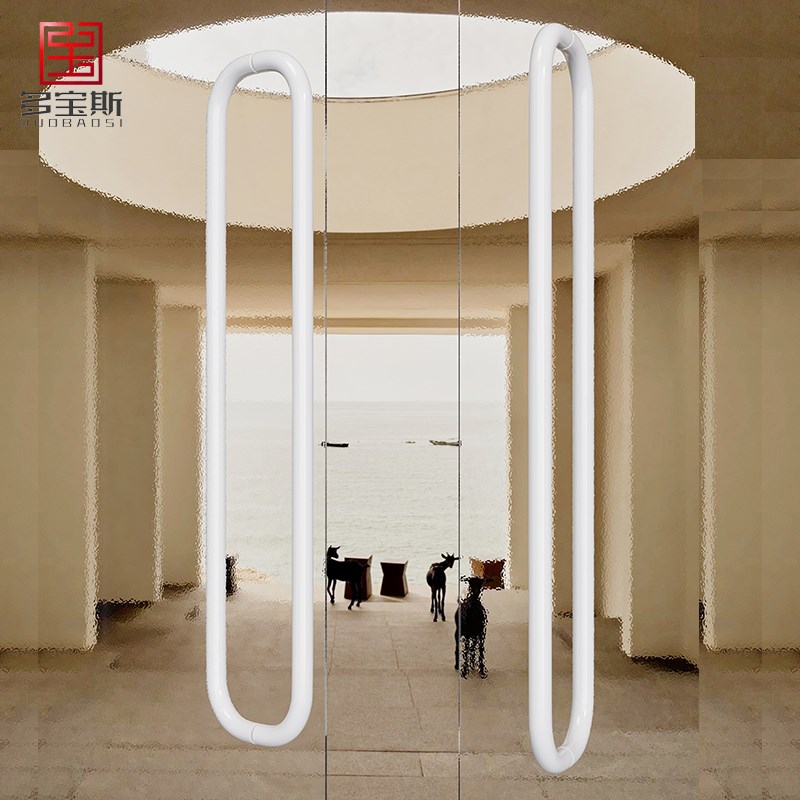 极简约办公室有框玻璃门把手加厚不锈钢红白色店铺门面实木门拉手