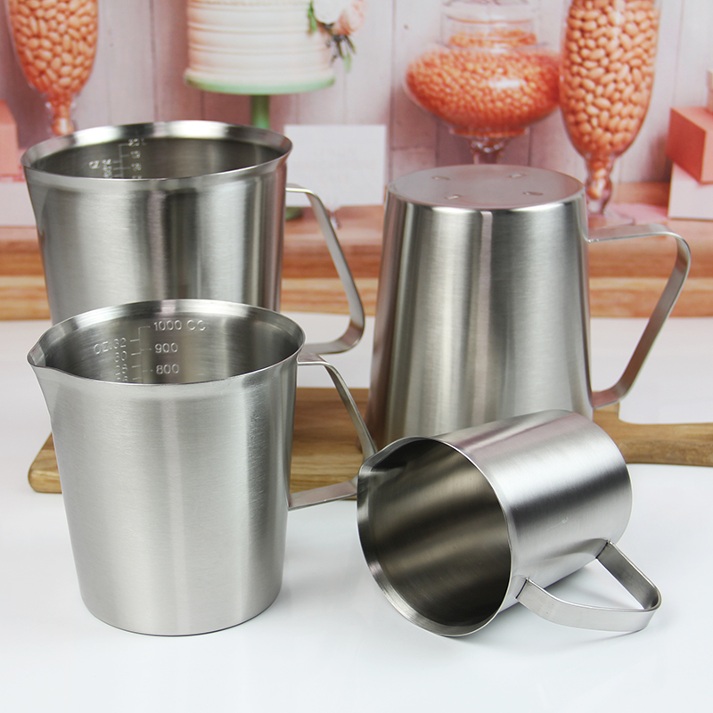 德立0/1000/10ml 2000毫升 30不锈钢量杯带盖盎司凸字刻度杯