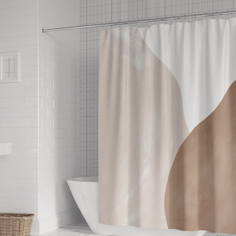 艺术抽象浴帘清新简洁线条防水防潮涤纶印花浴室隔离帘子