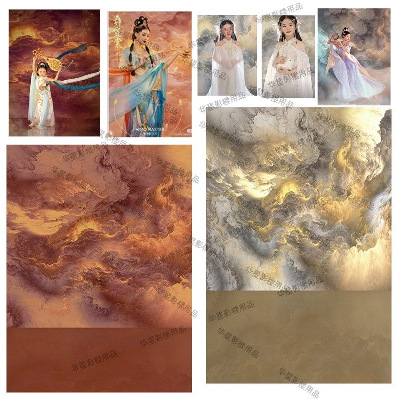 古装异域飞天摄影背景纸儿童西域公主拍照写真背景布敦煌祥云壁画