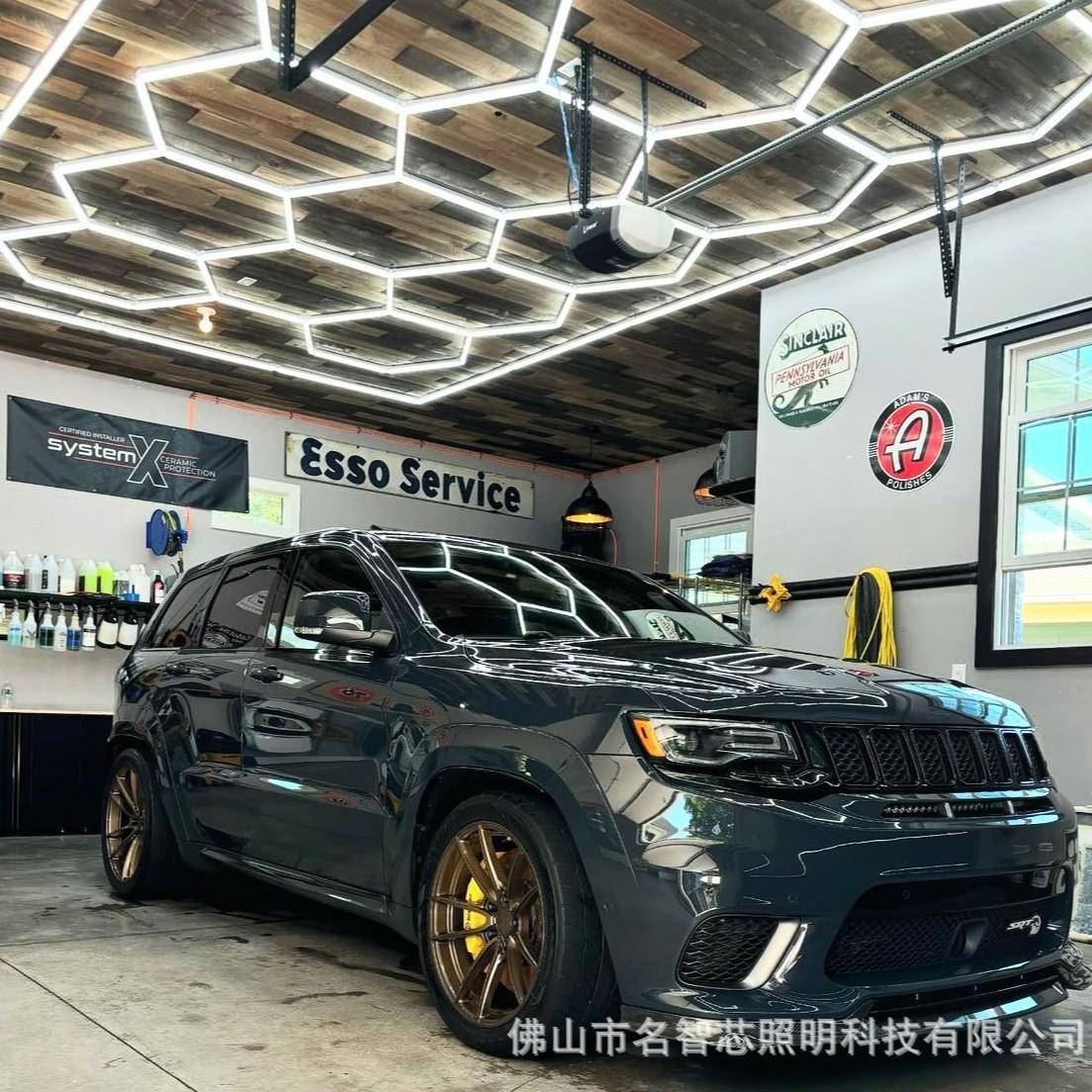 汽车车间六角灯洗车店照明耐高低温超亮LED蜂窝灯六边形顶灯15孔
