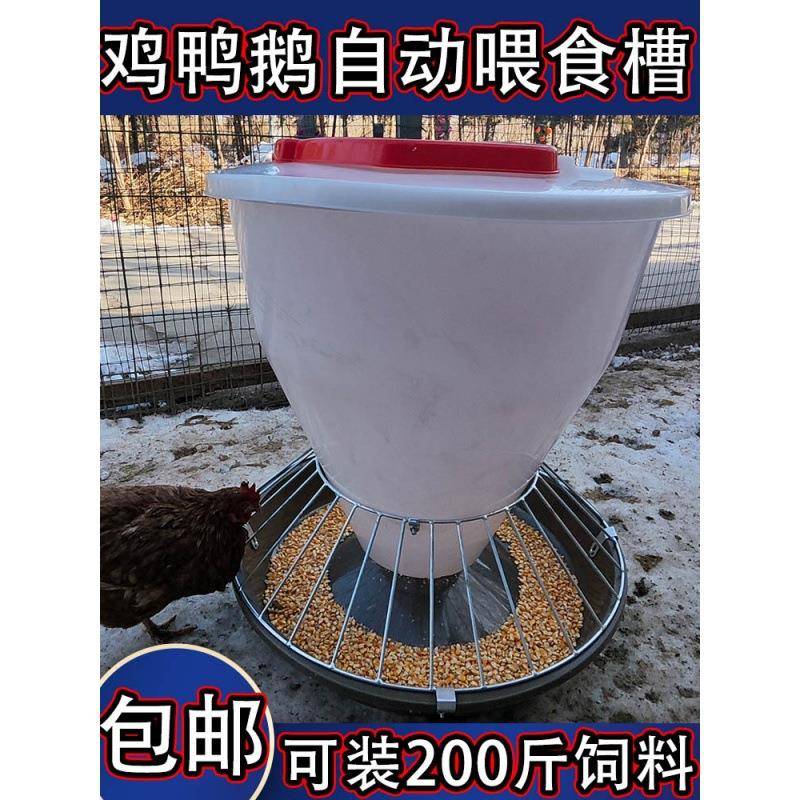 喂鸡食槽防撒鸡鸭鹅自动喂食器不锈钢喂鸡食槽自动喂养神器