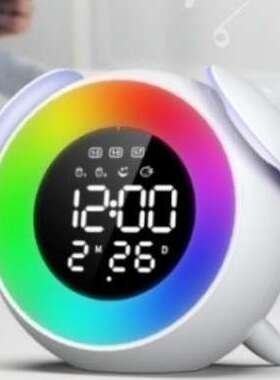 智能LED唤醒灯时钟 充电款炫彩时钟LED日落计时模式伴睡灯触摸灯