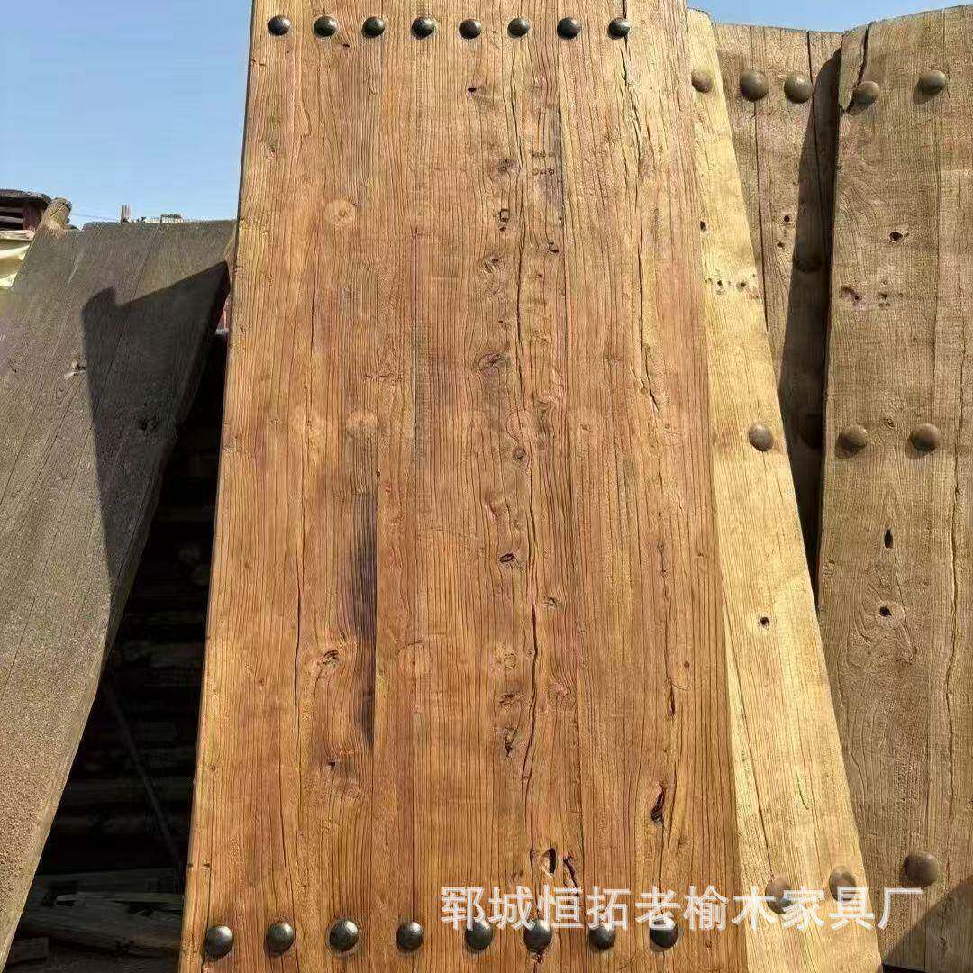 风化木板吧台老榆木桌板实木大板风化桌面旧门板老榆木门板