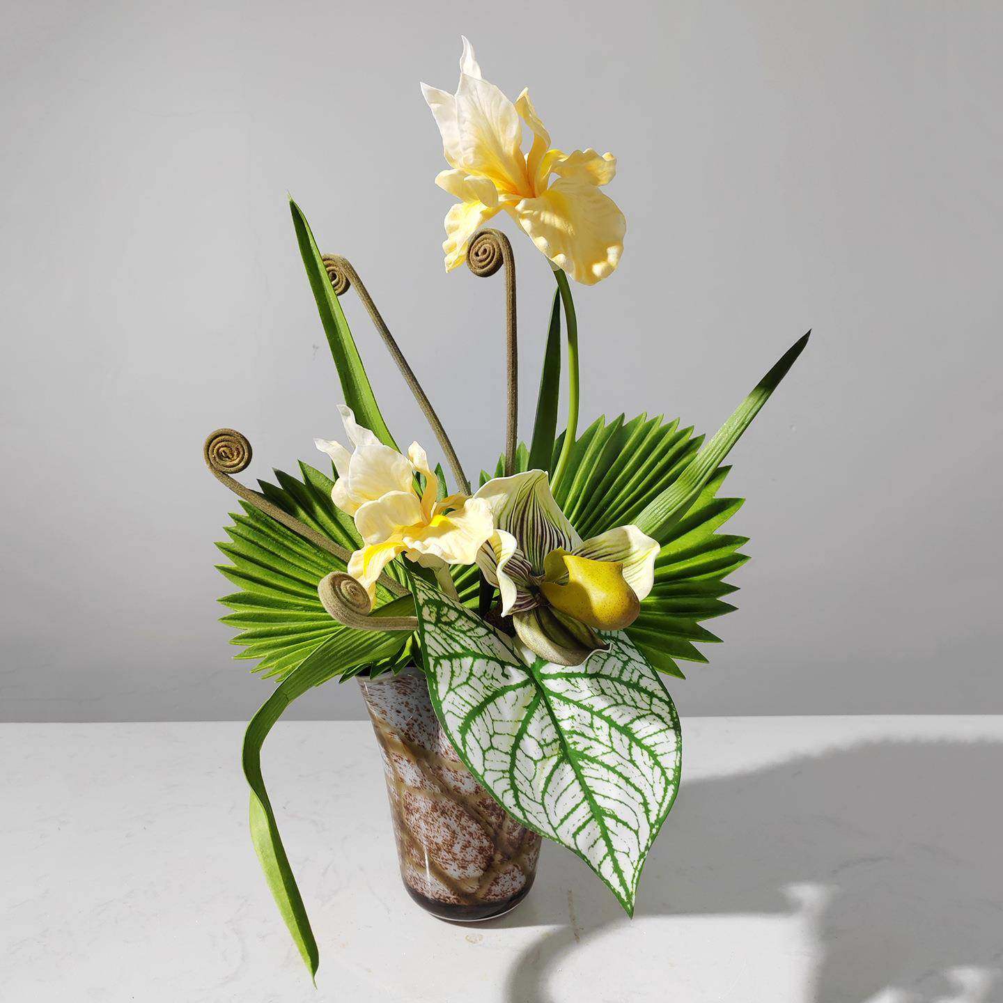 现代仿真花艺餐桌摆件酒店别墅电视柜样板间售楼处软装假花装饰品