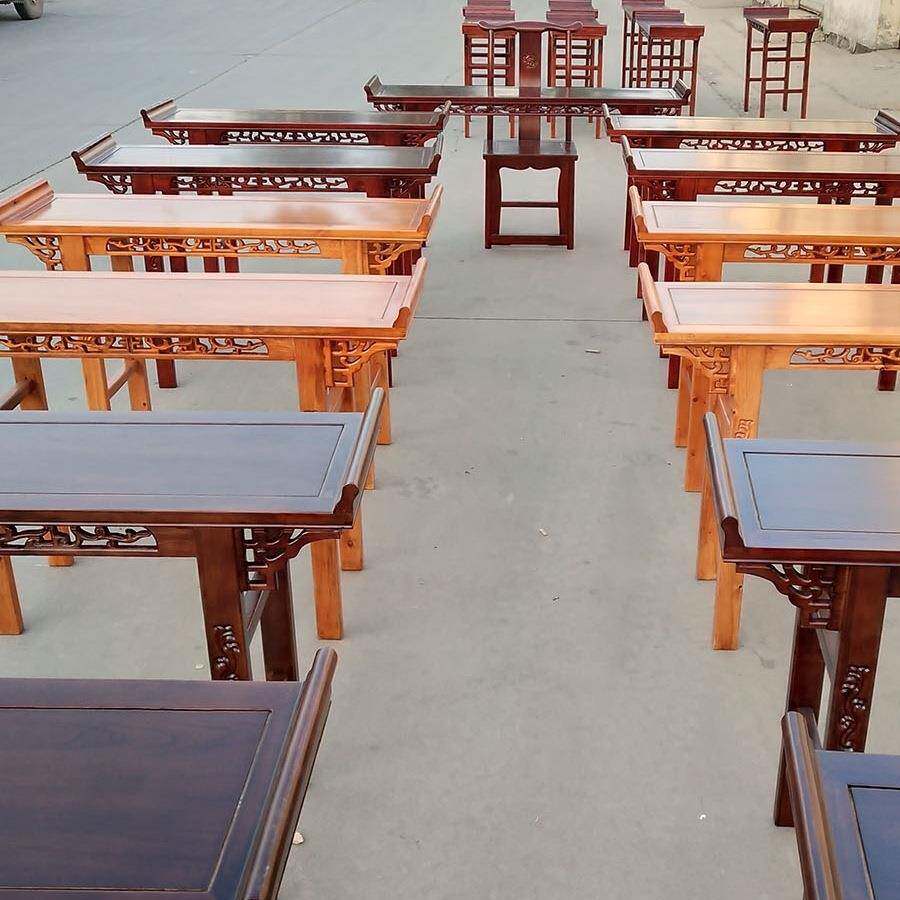 供桌条约几仿国古中式香玄关案翘头学馆课桌椅简条桌实XGC木条案